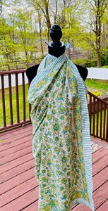 Modal Lace Block Print Women's Full-Length Drawstring Neck Scarf & Head Wrap Beach <b>Sarong</b> Quick Dry - Product Image 2