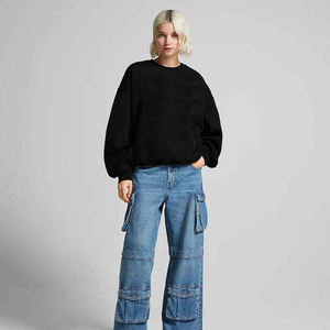 Sudaderas de mujer de color liso de diseño único Sudadera de cuello redondo de lana gruesa de alto rendimiento para mujer - Product Image 2