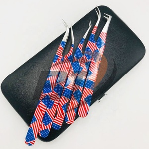 แหนบต่อขนตาแบบมืออาชีพทำจากสแตนเลสญี่ปุ่นพิมพ์ลายได้อย่างยั่งยืนด้ามจับแข็งแรงทนทานขายส่ง - Product Image 2