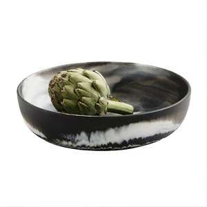 Bol et plat de service en résine écologique polie, faits à la main, design artistique moderne, lavables au lave-vaisselle, pour les fêtes, fabriqués en Inde - Product Image 1