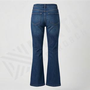 Jeans évasés taille haute, couleur personnalisée, denim extensible, coupe slim, bootcut, poches plaquées sur le devant, jeans tendance pour femmes, look vintage, pantalon - Product Image 2