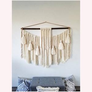 <b>Large</b> Two-Tone Yarn Wall Hanging Handmade Neutral Aesthetic Wall <b>Art</b> for Cozy Living Room, Bedroom, or Office Decor - Product Image 4