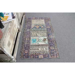 Petit tapis turc de 2,7 x 4,7 pieds, tapis marocain bleu vintage - Product Image 3
