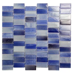 Ladrillos de porcelana azul 1x2 para piscina Interior, baño, ducha, pared, suelo, azulejos contra salpicaduras, acento de ladrillo refractario para habitaciones - Product Image 1