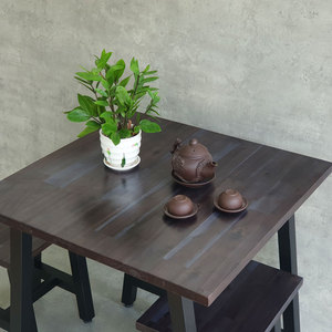 Minimalist Rustic Style Combo <b>Set</b> 70x70cm Rectangular Coffee <b>Table</b> <b>and</b> 2 Wooden <b>Stools</b> Durable Living Room Furniture-CBCF282 - Product Image 6
