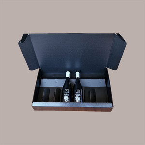 6 botellas 750ml aceite vino bodega caja 3 piezas conjunto en cartón negro con efecto de cuero 340x560H90mm cajas de almacenamiento decorativas - Product Image 5