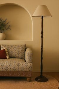 Lámpara de Pie de Madera Rústica de Nogal, Elegante, Clásica y Estilosa para Habitación y Oficina, Color Marrón Clásico, Multicolor, Tela, Suministro al por Mayor - Product Image 4