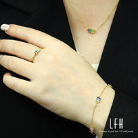 Collier en or 18 carats avec zircon coloré CZ, collier en or véritable 18 carats Au750, bijoux en or pur 18 carats, Oro 18k Original
