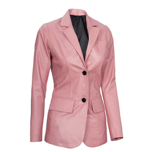 Chaqueta ajustada de cuero genuino 100% para mujer, chaqueta de negocios de alta calidad con un solo pecho, bolsillos con forro transpirable para invierno - Product Image 5