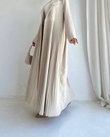 Abayas de Seda Satén Hechas a Mano de Primera Calidad, Antiarrugas, con Pliegues, Talla XXL para Adultos, Estilo con Volantes, Vestido de Oración, Dubái