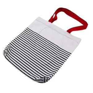 Freizeit-Tote große Tasche für Einkauf Neujahr Sommer Damen Leinwand bohème-Stil gestreifte Schulter-Strandtasche weibliche Lieferant-Botenbeutel