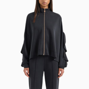 Combinaison de survêtement zippé en mélange de modal extensible précieux bras ondulés drapés High Street Fashion nouveauté survêtements - Product Image 4