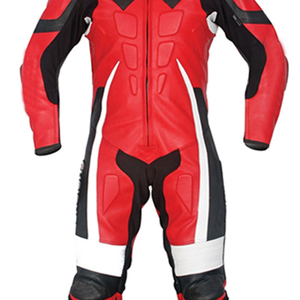 Hike Impex Men's <b>Red</b> Black Leather Motorcycle Racing <b>Suit</b> Full Sleeve Waterproof All Seasons Protective Gear Front Logo - Product Image 4