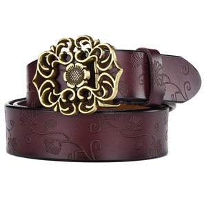 Recién llegados, nueva colección de cinturones de cuero de vaca genuino, Color marrón con hebilla de aleación, ropa formal e informal - Product Image 1