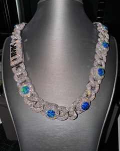 สร้อยคอเพชรคิวบา20มม. สุดเท่: เครื่องประดับสร้อยคอผู้ชายสไตล์ฮิปฮอป - Product Image 3