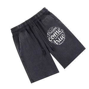 Pantalones cortos atléticos de verano para hombres adultos con lavado ácido, pantalones cortos transpirables con cordón para hombres con logotipo y diseño personalizados - Product Image 2