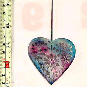 Ornement suspendu pour arbre de Noël 3D Accessoire de décoration de Noël 3D en forme de cœur métallique double face pour usage domestique - Product Image 1