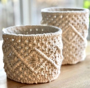 Durable macrame storage <b>basket</b> for living room office or bedroom designed to offer beautiful storage with handmade texture - Product Image 6