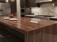 Panneau mural en marbre naturel Honolulu, dalle de bois rouge, grain de bois, imperméable, ignifuge, en stock