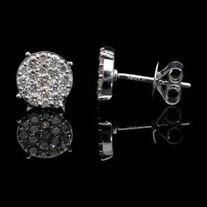 ต่างหูเม็ดเดี่ยวชุบโรเดียมทองคำขาว14K ประดับเพชรธรรมชาติสวยงามทุกวัน - Product Image 3