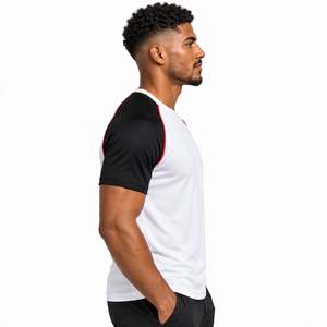 Camiseta Deportiva de Manga Corta para Hombre, Color Azul con Bloques de Color, Cuello Redondo, Corte Ajustado, Secado Rápido, Calidad Premium - Product Image 2