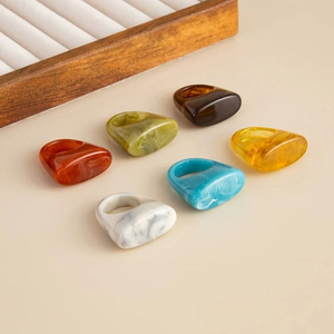 New Arrival 2026 <b>Dome</b> Shape Transparent Acrylic Resin <b>Rings</b> Exaggerated Knuckle Finger <b>Rings</b> - Product Image 3