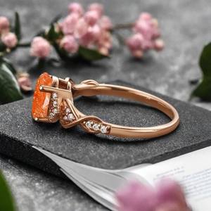 Anillo clásico de Plata de Ley 925 para mujer, piedra solar de corte ovalado chapado en oro para boda, fiesta, aniversario, regalos de cumpleaños - Product Image 4