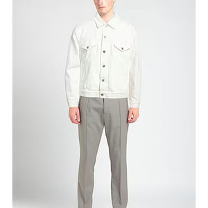 Veste en jean enduite 100% coton de couleur blanche pour homme, poches avant décoratives, fermeture à boutons recouverts, mode de rue - Product Image 2