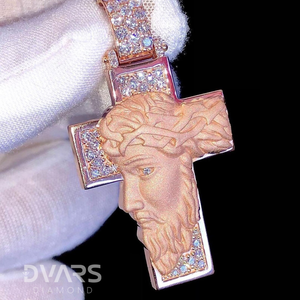 Pendentif Croix de Jésus personnalisé en Moissanite VVS, style Hip Hop, cadeau religieux, bijoux chrétiens en argent sterling plaqué rhodium - Product Image 4