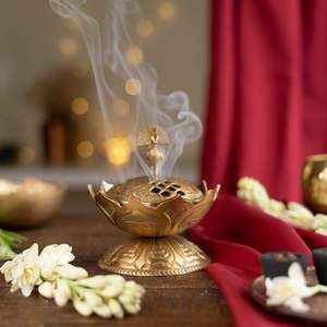 Brûleur d'encens en laiton de qualité supérieure avec couvercle pour le nettoyage spirituel de la maison décor mandir méditation relaxation soulagement du stress arôme - Product Image 2