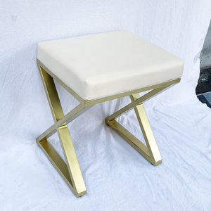 Silla de tocador cómoda con base en forma de X color crema/amarillo contemporáneo para dormitorio GTD010 - Product Image 2