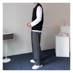 Camisetas de hombre K-moda cuello redondo manga larga Camiseta diaria 2 colores algodón cómodo mujeres Casual Top Minimal Street Style - Product Image 4