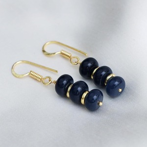 Pendientes colgantes de zafiro-Diseño chapado en oro hecho a mano con cuentas espaciadoras, elegante joyería de piedras preciosas azules para mujer - Product Image 3