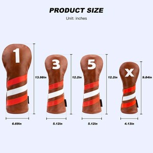 Fundas para Palos de Golf de Cuero PU Cómodas y Duraderas con Diseño de Rayas Impresas Personalizadas para Uso en Exteriores - Product Image 3