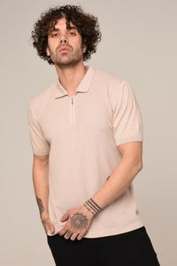 Luxury Men's Summer Casual Classic for Polo 100% Cotton Knitted T-Shirt <b>White</b> <b>Quarter</b> <b>Zip</b> Crocheted Solid Short Sleeve - Product Image 5