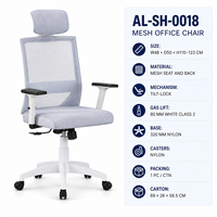 Chaise de bureau en maille à cadre blanc avec appui-tête et verrouillage d'inclinaison pour bureaux à domicile, postes de travail et salles d'étude