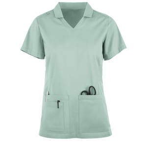 Chemise de travail pour hommes adultes, uniforme d'hôpital, col en V, manches courtes, couleur personnalisée, tissu en coton, chemise de travail pour hôpital - Product Image 1