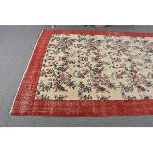 พรมปูพื้นขนาดใหญ่สไตล์ตุรกี6 x 9.5ft วินเทจคลาสสิกสีเบจสีแดงแอบสแตรกต์วัสดุขนสัตว์ยางขนาด10มม. สำหรับตกแต่งห้องโถง - Product Image 3