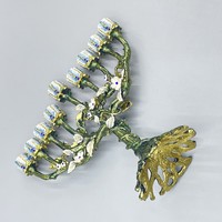 Ménorah Hanouka en émail à motif floral, Ornement Judaïca, Design artistique en forme de branche, Cadeau de festival, Objet de collection artisanal pour les Juifs