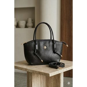 Soft Black Cow Skin Grain Type <b>Leather</b> Hand & Shoulder Bag - Product Image 1