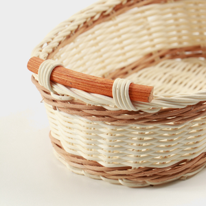 Cesta de Almacenamiento Ovalada de Bambú Tejida a Mano con Asas de Madera, Natural y Ecológica - Product Image 2