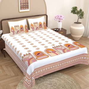 Traditional <b>Hotel</b> Bedsheets With <b>Pillow</b> Covers Printed Bedsheets with Two <b>Pillow</b> Covers 100% Cotton King Size Bedding Set - Product Image 1