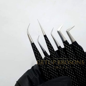 Meilleures pinces à cils GETUP BROSONS IMPEX GBI-EET 10 mm avec isolation, courbure 45°, pointe lisse en acier inoxydable noir personnalisé - Product Image 2