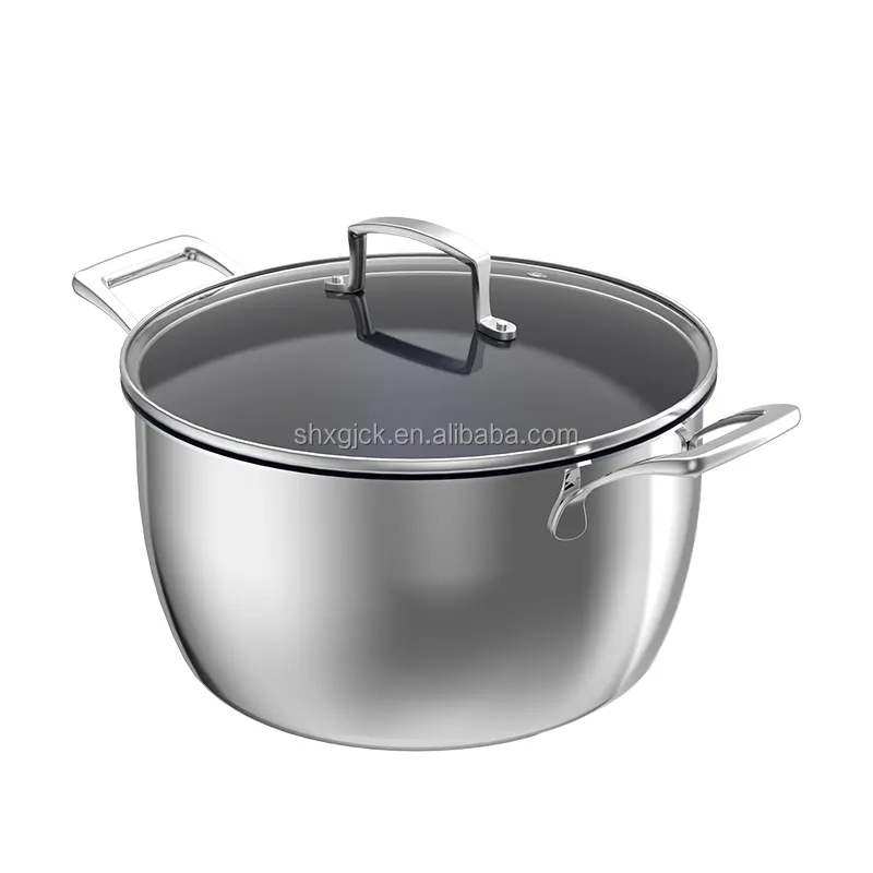 Alat masak magnetis Titanium biru, panci tanpa lapisan, peralatan masak sehat, Casserole, dengan tutup kaca, kelas makanan, peralatan masak magnetik Stainless Steel