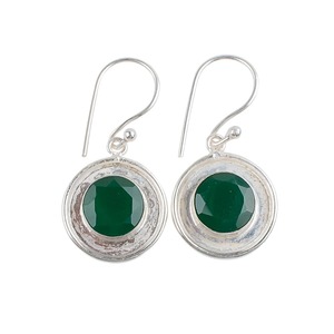 Boucles d'oreilles pendantes en argent sterling 925 avec pierre précieuse d'onyx vert Bijoux pour femmes Idée cadeau élégante faite à la main - Product Image 3