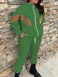 Conjunto Deportivo de Dos Piezas con Cremallera Personalizable para Mujer, Ropa Deportiva Informal, Talla Grande, Ropa de Calle, Ropa Deportiva de Invierno - Product Image 6