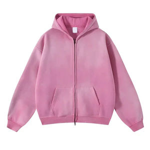 Personnalisé Strass Hoodies Hommes Soleil Faded Zipper Brodé Acide Lavé Broderie 420 460 500 Gsm Zip Up Hoodie Fabricants - Product Image 3