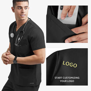Ensemble de gommage unisexe pour hôpital avec tissu peigné Infirmière médicale Travail hospitalier Ensemble de gommage à la figue avec manches courtes Ensemble de gommage pour femmes Top - Product Image 3
