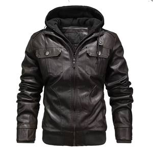Veste en cuir PU pour hommes OEM manteau à fermeture éclair coupe ajustée vêtements d'extérieur d'hiver décontractés à la mode - Product Image 2