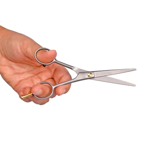 Professionnel de haute qualité en acier inoxydable ciseaux de coiffeur finition sable or réglable repose-doigt étui en cuir de qualité industrielle - Product Image 3